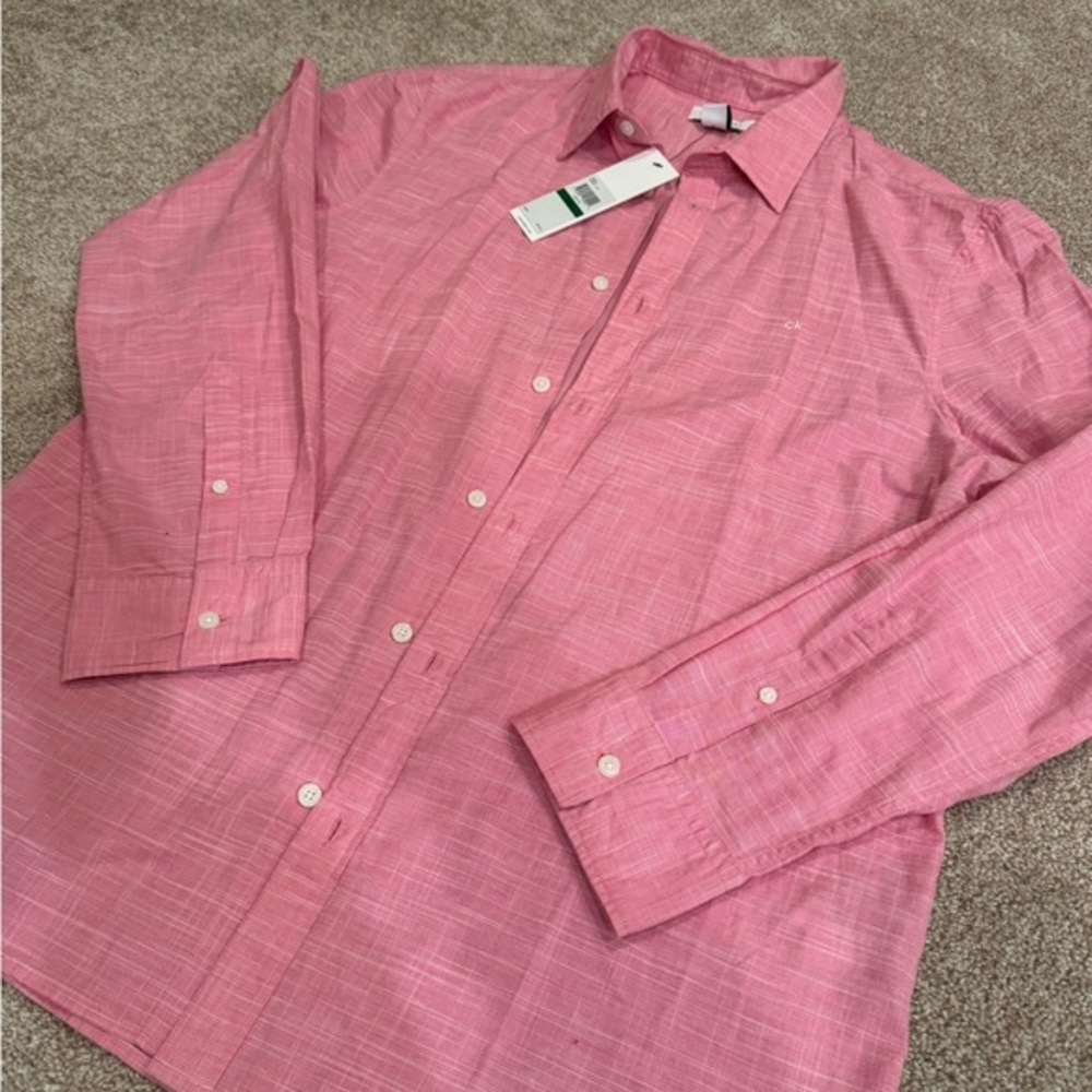 Calvin Klein Men's Pink Button-Up Shirt